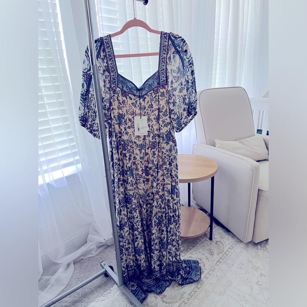 Nwt spell and the gypsy collective folk song square neck gown in sky